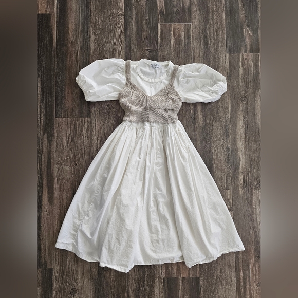 Sofie The Label White Poplin Dress With Knit Vest - Picture 2 of 4